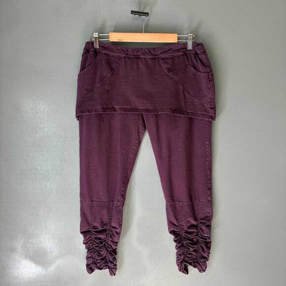 MISHU Women's XL Purple Boho Yoga Ruched Leg Hippie Pants Leggings Comfort - Picture 1 of 7